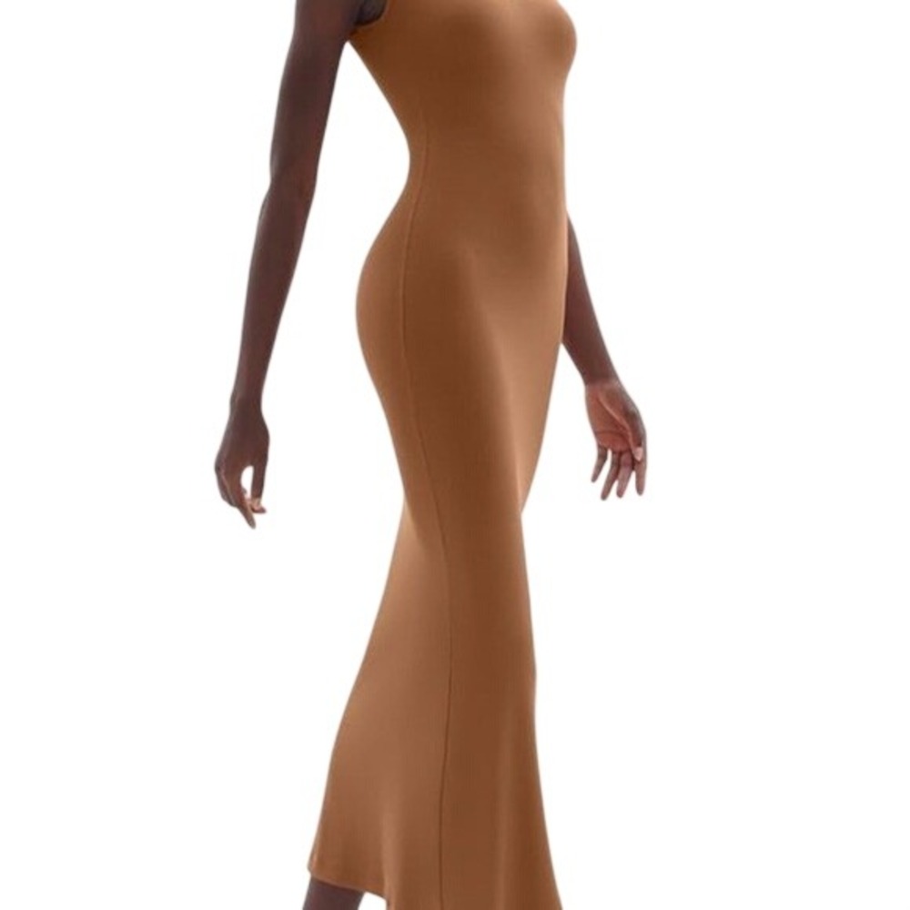 PUMIEEY Caramel Brown‎ Sleeveless Bodycon Maxi Dress Medium